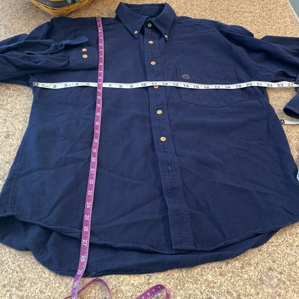 NWOT American Eagle Outfitters Navy Blue Flannel Long Sleeve Button Shirt Large - Picture 9 of 15